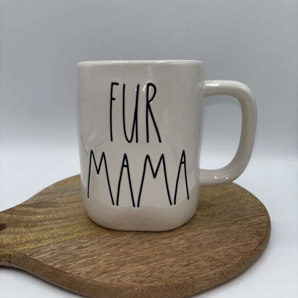 RAE DUNN " FUR MAMA " Mug Coffee Tea Cup Dog/Cat 5" Gift Party NWOT Magenta - Picture 1 of 7
